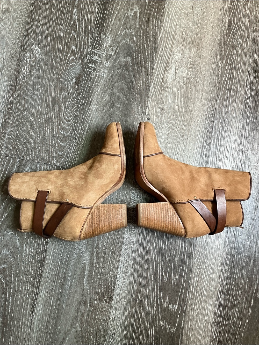 Rag & Bone "Kinsey" camel suede and leather ankle boots - Picture 8 of 17